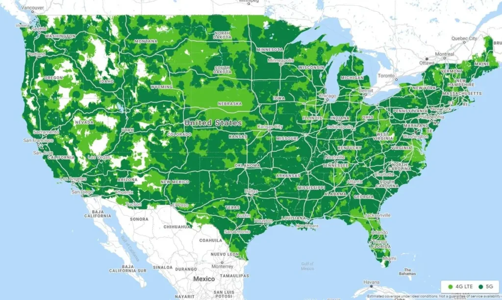 Google Fi mapa de cobertura